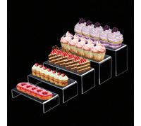3 pièces/5 pièces Support d'étalage de gâteau et de dessert, Présentoir en acrylique en forme de U, Présentoir acrylique transparent pour top de table, figurines, boîtes aveugles Transparent 5 cadres 