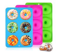 3 Pièces 6 Cavités Moule Donuts Cake Factory, Résistant À Moule Donuts Silicone, Anti-Adhésifs Moule A Donuts Silicone, Réutilisées Donuts Patisserie Pour Gâteaux, Biscuits (Bleu, Vert Clair, Rose)