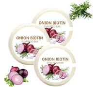 3 Pièces 60g Onion Biotin Shampoo Bar, Oignon Romarins Shampooing Savon, Nettoyage En Profondeur Et Hydratation, Pousse Cheveux, Utilisation Dans La Douche À La Maison Et En Voyage