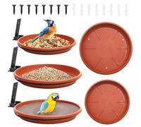 3 Pièces Abreuvoir Oiseaux Extérieur, Mangeoire pour Oiseaux Extérieur et Bain d'oiseaux avec 2 Plateaux de Remplacement, Distributeur Nourriture Oiseaux Sauvages, Baignoire Balcon, Jardin, Terrasse