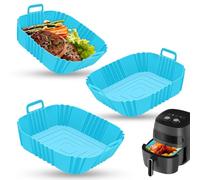 3 Pièces Accessoire Air Fryer,Moule Silicone Air Fryer Pot,Airfryer Pot Plat Carré Pliable Doublure Liner,Panier Moule pour Friteuse à Air Chaud Réutilisable pour Friteuse Air,Micro-ondes,Four