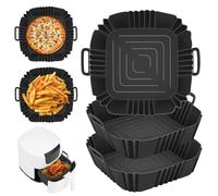 3 Pièces Accessoire Air Fryer,Moule Silicone Air Fryer Pot,Airfryer Pot Plat Carré Pliable Doublure Liner,Panier Moule pour Friteuse à Air Chaud Réutilisable pour Friteuse Air,Micro-ondes,Four-noir