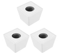 3 Pièces Accessoire de Microphone Cube Blanc en Plastique et Écume | Aspect Élégant et Soigné, Maintien Stable du Micro, Usage Média et Tribune, pour Journalistes et Communicants