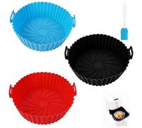 3 Pièces Accessoires de Friteuse à Air en Silicone, Panier Silicone Air Fryer, Moule Silicone Air Fryer - Moules en Silicone Réutilisables pour Air Fryer, Micro-Ondes, Fours et Cuiseurs Vapeur