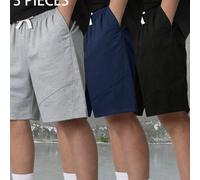 3 pièces Achetez 2 Obtenez 1 Gratuit Ensemble de shorts décontractés doux et confortables polyvalents pour enfants et préadolescents garçons, survêtement, shorts noirs à cordon, shorts gris chiné, sho
