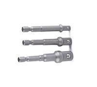 3 Pièces Adaptateur de Douille 1/4 3/8 1/2, Acier Chromé | Système D'emmanchement, Verrouillage à Bille, Maintien Sûr, pour Hexagones et Mandrins, 90g, Argenté
