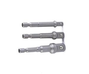 3 Pièces Adaptateur de Douille 1/4 3/8 1/2, Acier Chromé | Système D'emmanchement, Verrouillage à Bille, Maintien Sûr, pour Hexagones et Mandrins, 90g, Argenté
