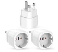 3 Pièces Adaptateur Prise Anglaise, Prise Anglaise Adaptateur Francais, Adaptateur de Voyage France vers UK, Adaptateur Voyage pour Irlande, Angleterre, Ecosse, Dubaï, Malte, Adaptateur Type G (Blanc)