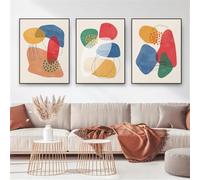 3 Pièces Affiche-Affiche Murale D'Art Moderne du Milieu du Siècle Formes Abstraites Paysage Aquarelle Peinture sur Toile Colorée Décoration pour Salon Cuisine Bureau Ou Maison-60 * 80cm (Pas encadré)