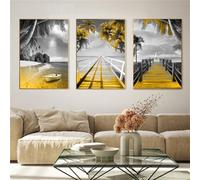 3 Pièces-Affiche Impression Toile Représentant un Paysage Abstrait de Bateaux en Mer de Pont Doré Idéale Décorer un Salon une Chambre un Bureau Ou Toute Autre Pièce de la Maison-30*50cm (sans cadre)