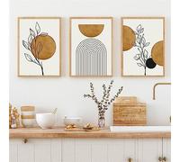 3 Pièces-Affiche Moderne Abstraite Représentant un Soleil et une Plante Avec une Ligne Linéaire Peinture sur Toile Imprimée Décoration Murale Salon Chambre Cuisine et Maison-60*80cm*3Pcs (Pas encadré)