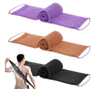 3 Pièces Africaines ÉPonge de Bain, Nylon Djampé Filet De Douche Africain, Brosse Exfoliante Douce et Rugueuse, Eponge Africaine Avec Corde à Main, pour le Bain Hommes Femmes (Violet Marron Noir)