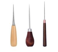 3 Pièces Alène en Cuir, Poinçon à Poignée en Bois, Machine à Coudre Ronde - Outil de Poinçon en Forme de Gourde