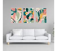 3 Pièces-Art Mural Abstrait Nordique Poster sur Toile Représentant une Plante à Feuilles de Palmier Colorées Style Bohème Tropical Décor Botanique Jungle pour la Cuisine-50*60cm*3Pcs (Pas encadré)