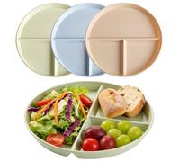 3 Pièces Assiette Compartiment Adulte, Assiette Divisées avec Séparation, Assiette Reequilibrage Alimentaire, Reutilisable, Incassables Contrôle des Portions Assiettes, Micro-ondes et Lave-vaisselle