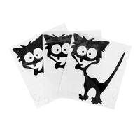 3 Pièces Autocollant Réfléchissant Chat Noir en PVC