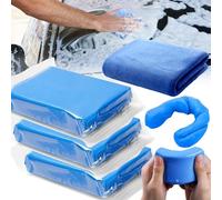 3 Pièces Automobile Barre Argile, avec Serviette Nettoyage, Kit Barre Argile Douce Qualité pour Verre Véhicules Plancher, Capacité de Lavage et Adsorption, Bleu