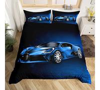 3 pièces avec Housse de Couette Voiture de Course Bleue pour Enfants,Gar?ons et Filles