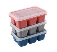 3 Pièces Bac a Glacon en Silicone Empilable, Bac a Glacons avec Couvercle Convient pour les Cocktails, le Whisky (Rouge + Bleu + Gris)
