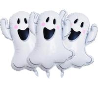 3 Pièces Ballon Fantôme Halloween - Aluminium Blanc pour Décoration Maison Hantée, Mascarade, Fête à Thème - Helium Compatible