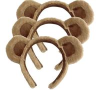 3 Pièces Bandeau à Oreilles d'Ours en Peluche Marron, Accessoires de Cosplay Ours Bandeau à Oreilles Mignon en Peluche, Bandeaus Alice Animal, Accessoires de Costume pour Fête