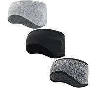 3 Pièces Bandeau Chaud D’Hiver en Polaire, Couvre-Oreilles | Polyester Confortable, Protection le Vent Froid, Lot, Noir et Gris Clair