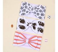 3 pièces Bandeaux de sport de football imprimés pour bébé, motif de rugby, accessoires de cheveux pour le jour du match pour tout-petits, nourrissons, nouveau-nés. Bandeaux souples et extensibles, idé
