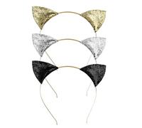 3 Pièces Bandons D'Oreille Pour Chats, Bandeaux Brillants, Accessoires De Cheveux Créatifs, Fournitures De Pansement De Fête, Accessoires De Vêtements.