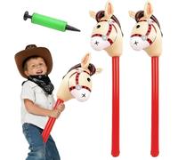 3 Pièces bâtons gonflables de Cheval, bâton de Poney Gonflable pour Enfants de 37 Pouces pour la décoration de fête d'anniversaire sur Le thème du Cheval de Noël Accessoires avec pompe à ballon