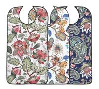 3 Pièces Bavoir Adulte Grand Format Imprimé, Lavable, Ajustable | Polyester et Pu, Protection les Taches, Facile à Enfiler, Usage Quotidien pour Seniors