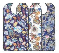 3 Pièces Bavoir Imprimé pour Adulte, Pliable, PU Polyester | Bavoirs Réglables, Bouton-pression au Cou, Résistance à L’huile, Usage Hôpital et Aidants