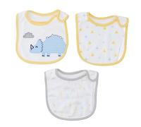 3 Pièces Bavoirs bébé Mignon Impression Plein Coton Impression Animale Doux Infantile Salive Serviette Absorbant Fermeture à Pression Bavoir Bavoirs 19x25cm pour nouveau-né (Dinosaure)
