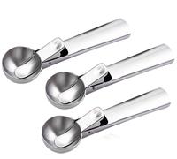 3 Pièces BAYLI Distributeur à Glace Inox Forme Boule Éjecteur 18 cm Argent