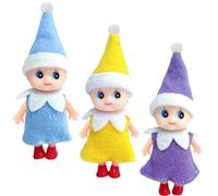 3 Pièces Bébé Elfe de Noël,Petit Lutin Farceur Bebe Jumeaux,Mini Mignon Poupée Elfe Accessoire de Tradition pour Noël,Poupée de Noël Jouet Cadeau pour Enfants Filles et Garçons Décorations de Noel
