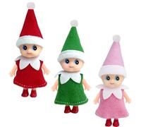 3 Pièces Bébé Elfe de Noël,Petit Lutin Farceur Bebe Jumeaux,Mini Mignon Poupée Elfe Accessoire de Tradition pour Noël,Poupée de Noël Jouet Cadeau pour Enfants Filles et Garçons Décorations de Noel