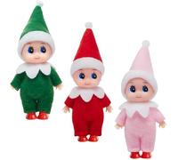 3 Pièces Bébé Elfe de Noël,Petit Lutin Farceur Bebe Jumeaux,Mini Mignon Poupée Elfe Accessoire de Tradition pour Noël,Poupée de Noël Jouet Cadeau pour Enfants Filles et Garçons Décorations de Noel