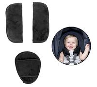 3 Pièces Bébé Poussette Sangle de Siège de Voiture Couvre Universelle Poussette Ceinture de Sécurité pour Nouveau-nés Nourrissons et Enfants Coussin de Ceinture de Siège Souple et Confortables (Noir)