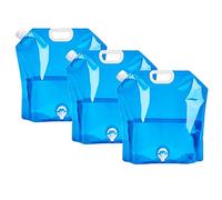 3 Pièces Bidon Eau Pliable, Poche à Eau 5L, Bidon Eau avec Robinet, Jerrican Eau Pliable, Réservoir Eau Alimentaire, Sacs de d'eau Réutilisables Potable PE Camping Randonnée Picnic Conteneur (Bleu)