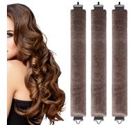 3 Pièces Bigoudis Sans Chaleur - Bandeau et Tiges d'Éruption DIY pour Cheveux Longs, Courts, Ondulés (Marron)