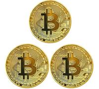 3 pièces Bitcoin Coin Collectible Gift Bitcoin Art Collection PhysiqueGold PlatedObjet de Collection avec Housse de Protectio [46]