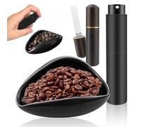 3 Pièces BITEFU Measuring Cup Céramique Grain Cafe Set, Pulvérisateurs en Bois avec Tasse de Café pour Café,Thé et Cadeaux(8.3×1.6×1.6/10×3×7/10.7× 2.2×2.2cm)