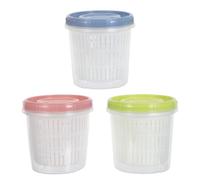 3 pièces Bocal à Cornichons en PP avec Passoire et Couvercle Hermétique | Corps Transparent, Séparation de Saumure, Format 13,3x13x13cm, pour Légumes Coupés au Réfrigérateur