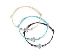 3 pièces boheme tissu cuir tortue bracelet de cheville kit,vintage réglable délicate textile cheville en cuir cordon bracelets chaîne cheville cadeau pour femmes enfant fille anniversaire l'amitié BFF