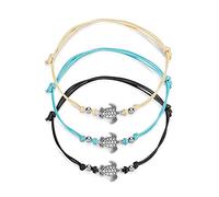 3 pièces boheme tissu cuir tortue bracelet de cheville kit,vintage réglable délicate textile cheville en cuir cordon bracelets chaîne cheville cadeau pour femmes enfant fille anniversaire l'amitié BFF