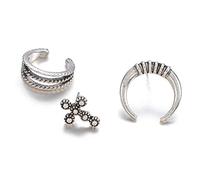 3 Pièces Boho Croix C-Shape Charms Boucles D'Oreilles Bouton Boucles D'oreilles Clip Femme Set Argent Nouvelle libérationDurability