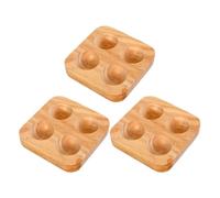 3 Pièces Boîte à Œufs Double Rangée en Bois 4 Emplacements | Bois D’hévéa, Rangement Ordonné sur Comptoir, Suivi Visuel des Œufs, la Cuisine et Restauration
