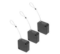3 Pièces Boîte de Câble Rétractable en Acier ABS Noir | Rangement à Traction Automatique, Design Élégant, Usage Polyvalent, Format 1 Mètre, Deux Attaches