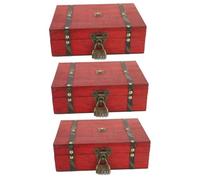 3 pièces boîte de rangement bijoux en bois trésor organisateur bibelot coffre de rangement bois trésor coffre à bijoux en bois trésor coffre de rangement organisateur poubelle boîte en alliage de zinc