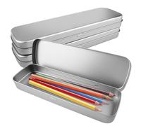 3 Pièces Boite Metallique, 20 × 6.3 × 2.3 cm avec Couvercle à Charnière Petite Boite Metal, étanche Petite Rectangulaire Boîte, Gommes Boite Crayon Metal, Utilisée pour Ranger de Petits Objets