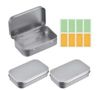 3 Pièces Boite Metallique avec Couvercle, Petite Boîte en Métal Rectangulaire, Boîte Vides en Métal avec Couvercles, Contient des Étiquettes Sticker, pour Le Stockage de Bonbons, Bijoux, Travaux Manue